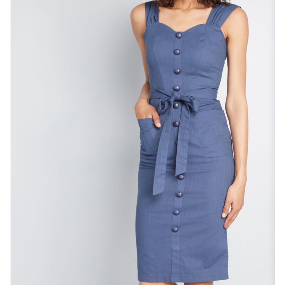 Cotton Sheath Dress with Sweetheart neckline